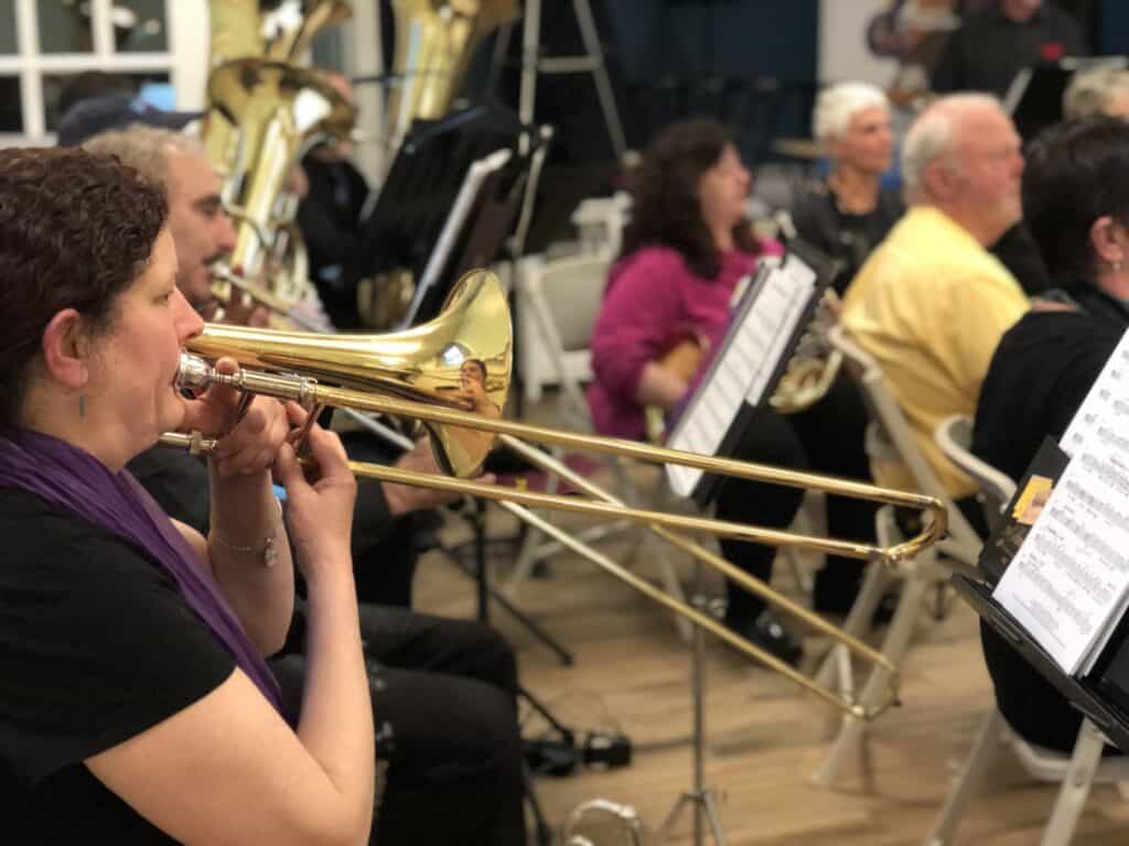 Trombone players in the PMAC New Horizons Band